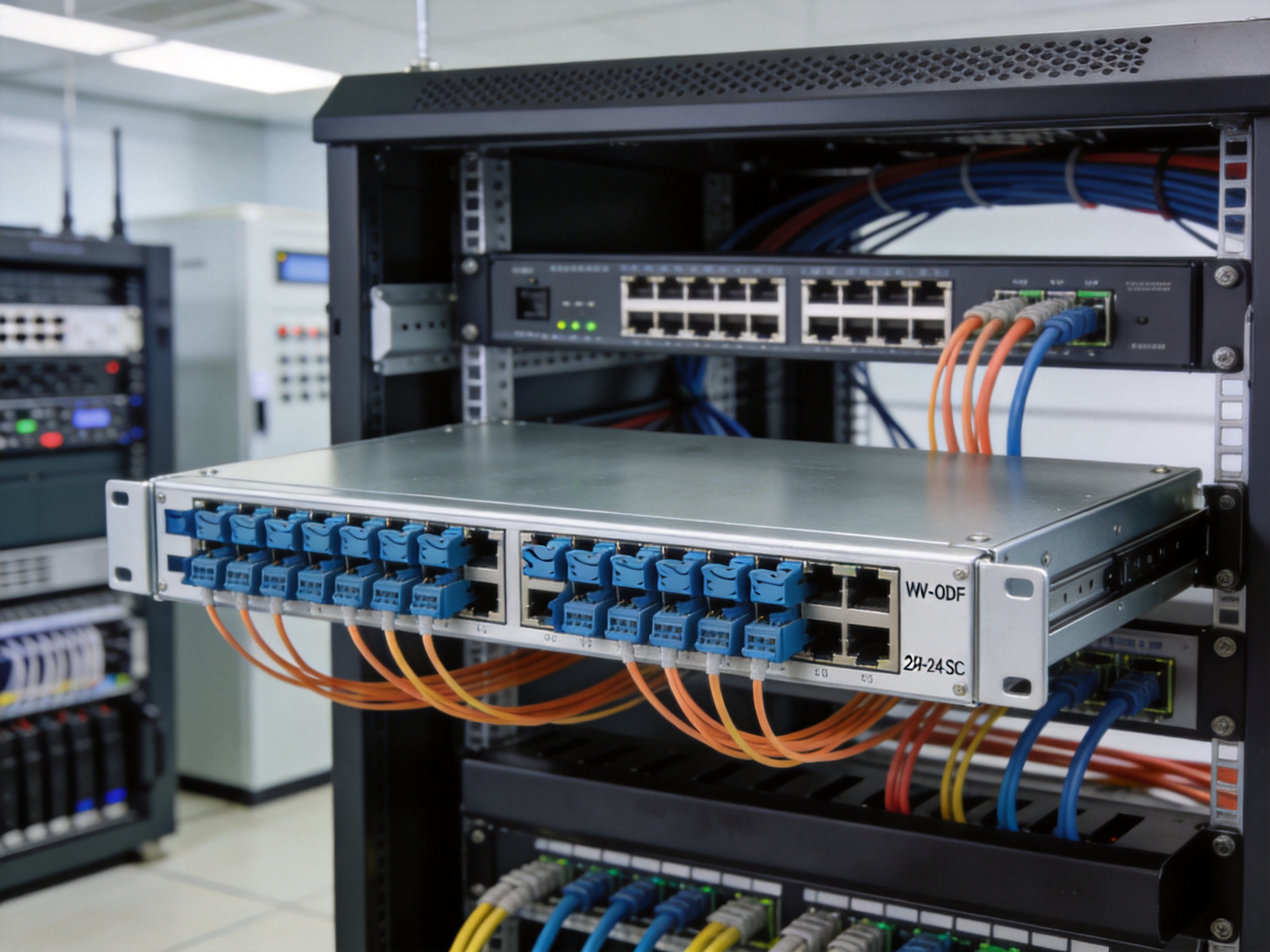 19-Inch 24-Core Rack Mount Optical Distribution Frame for High-Density Fiber Networks